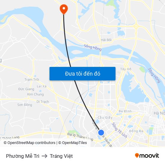 Phường Mễ Trì to Tráng Việt map