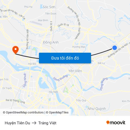 Huyện Tiên Du to Tráng Việt map