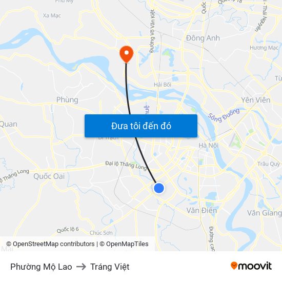 Phường Mộ Lao to Tráng Việt map