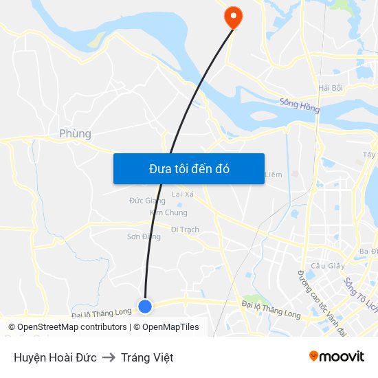 Huyện Hoài Đức to Tráng Việt map