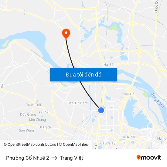 Phường Cổ Nhuế 2 to Tráng Việt map