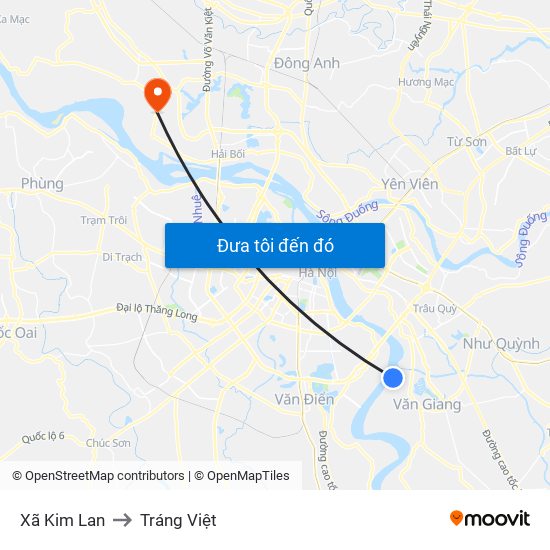 Xã Kim Lan to Tráng Việt map