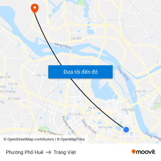 Phường Phố Huế to Tráng Việt map