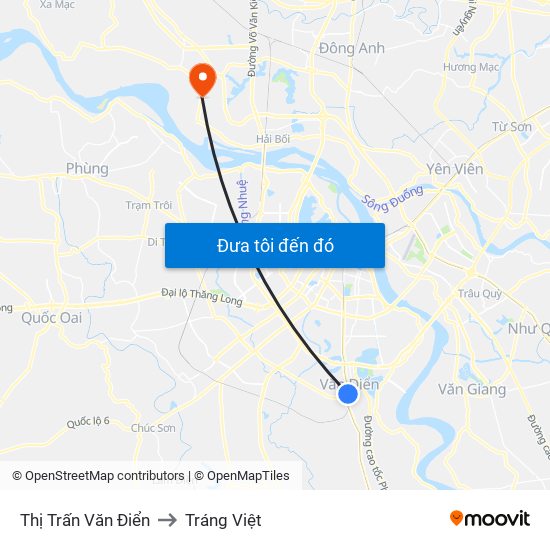 Thị Trấn Văn Điển to Tráng Việt map