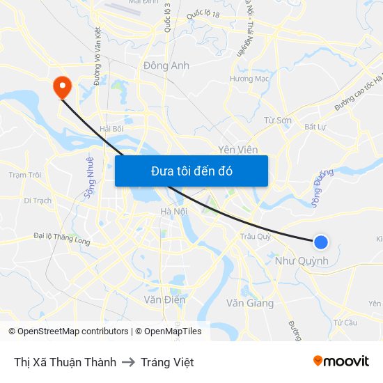 Thị Xã Thuận Thành to Tráng Việt map