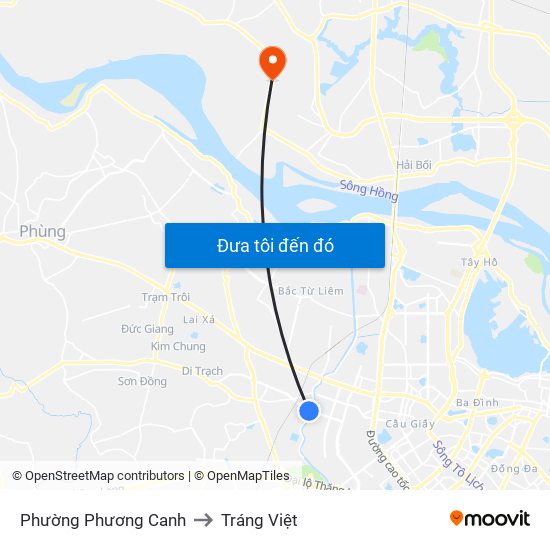 Phường Phương Canh to Tráng Việt map