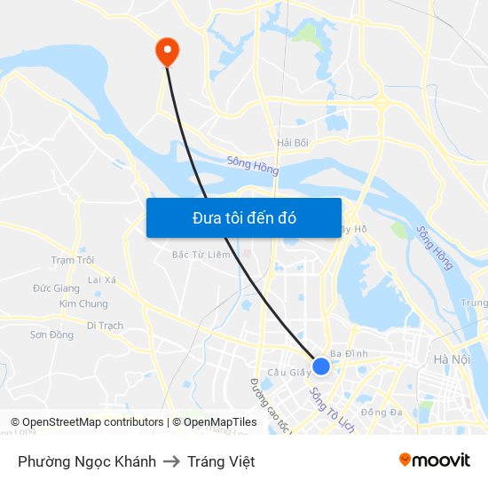 Phường Ngọc Khánh to Tráng Việt map