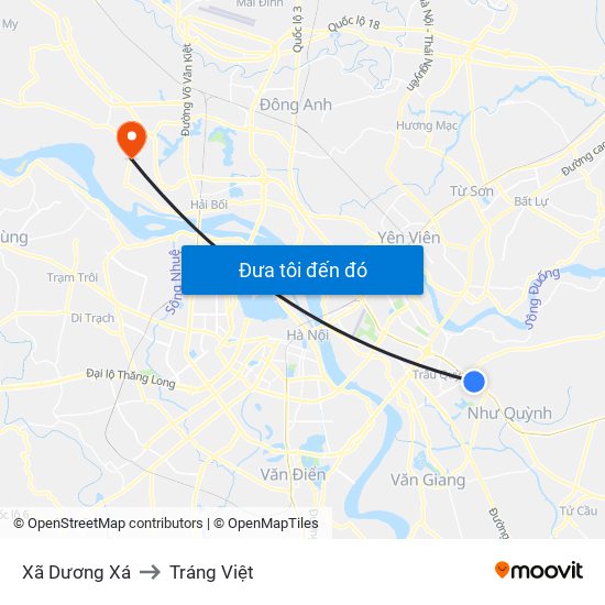 Xã Dương Xá to Tráng Việt map