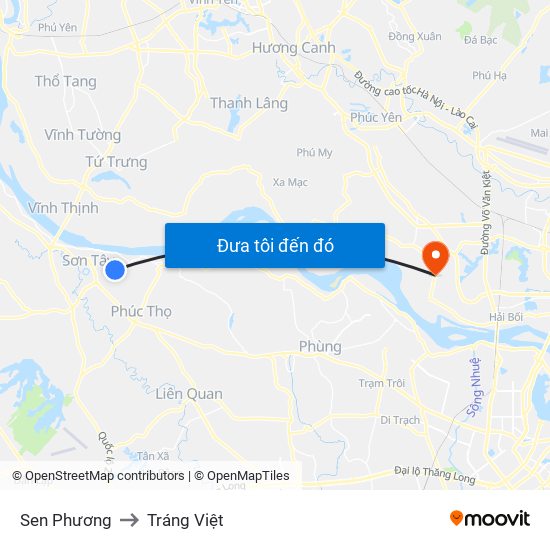 Sen Phương to Tráng Việt map