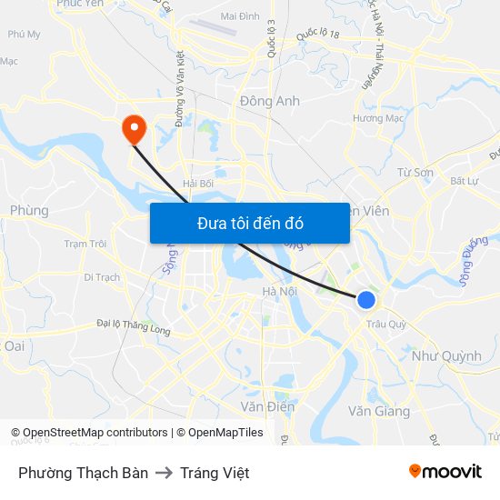 Phường Thạch Bàn to Tráng Việt map