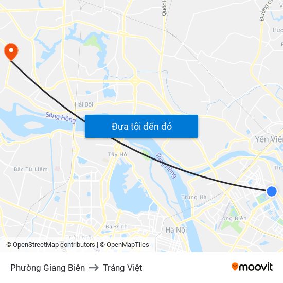 Phường Giang Biên to Tráng Việt map