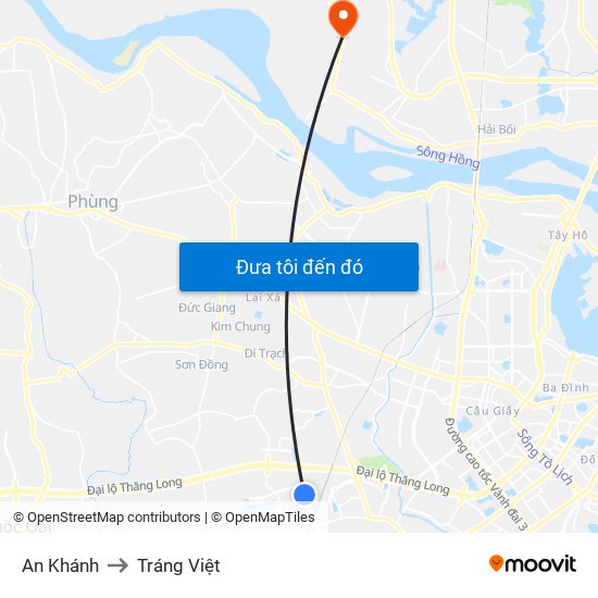 An Khánh to Tráng Việt map