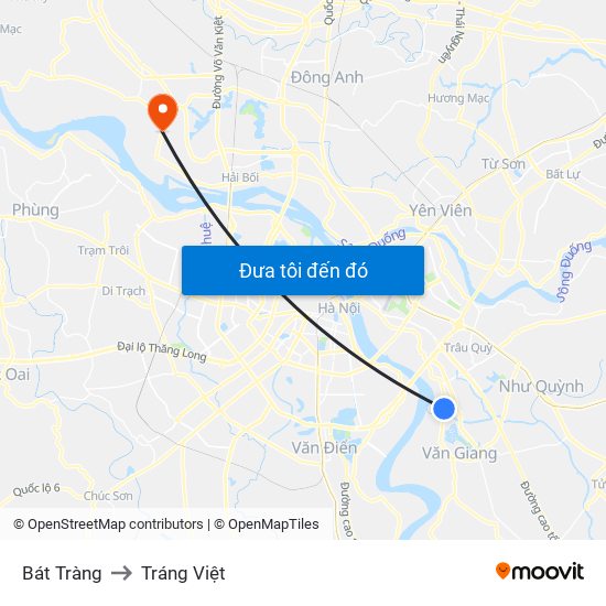 Bát Tràng to Tráng Việt map