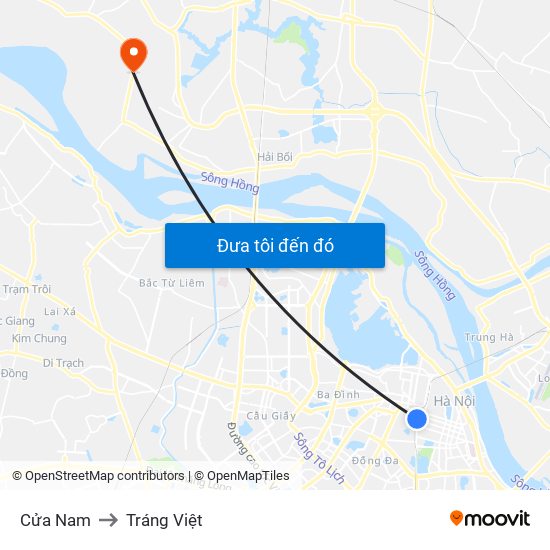 Cửa Nam to Tráng Việt map