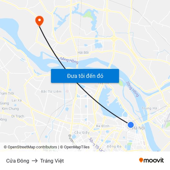 Cửa Đông to Tráng Việt map