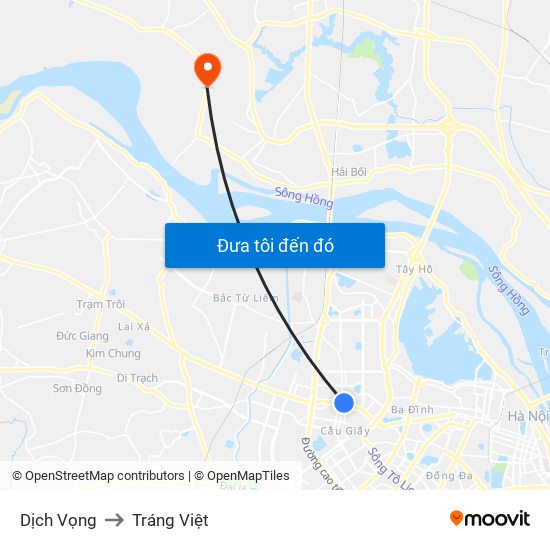 Dịch Vọng to Tráng Việt map