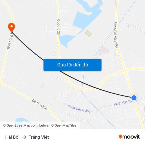 Hải Bối to Tráng Việt map