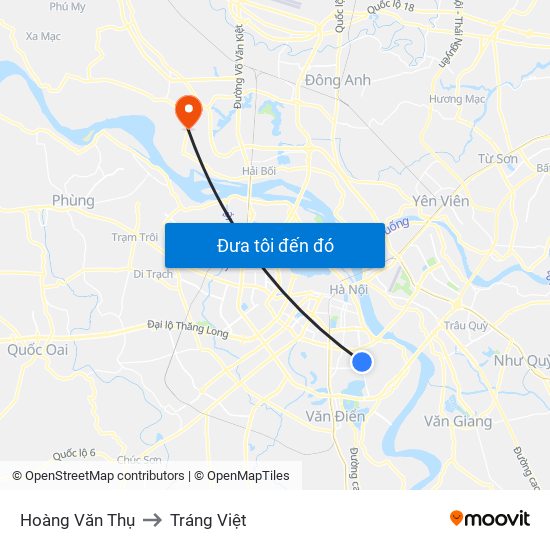Hoàng Văn Thụ to Tráng Việt map