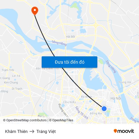 Khâm Thiên to Tráng Việt map