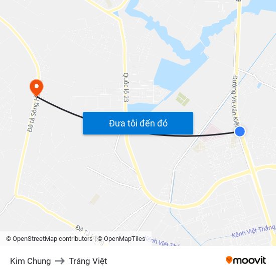 Kim Chung to Tráng Việt map
