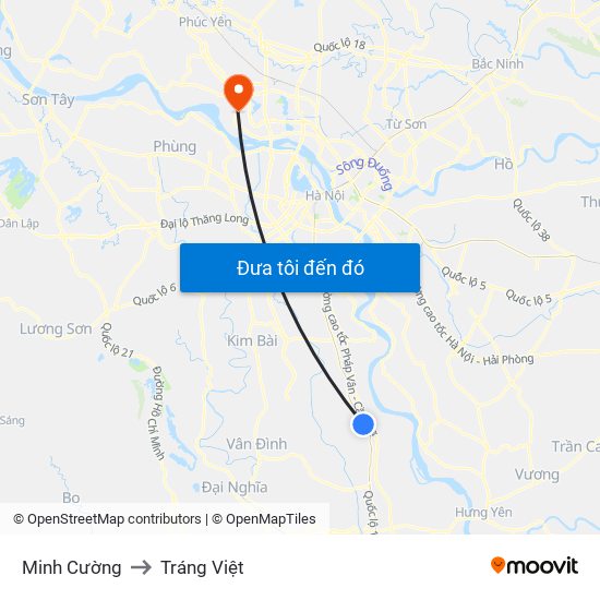 Minh Cường to Tráng Việt map