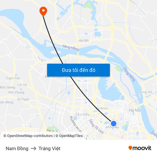 Nam Đồng to Tráng Việt map