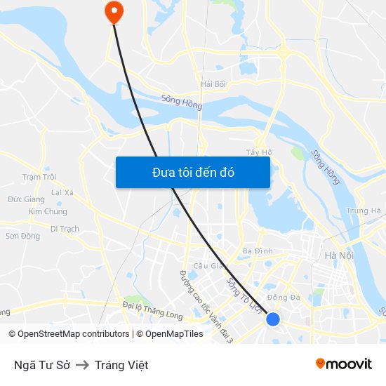 Ngã Tư Sở to Tráng Việt map