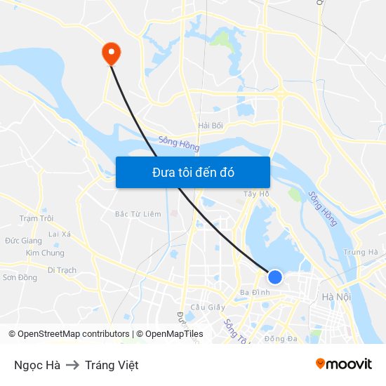 Ngọc Hà to Tráng Việt map