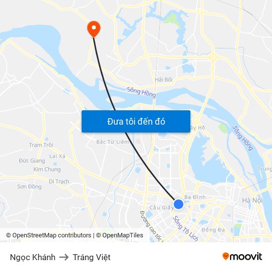 Ngọc Khánh to Tráng Việt map