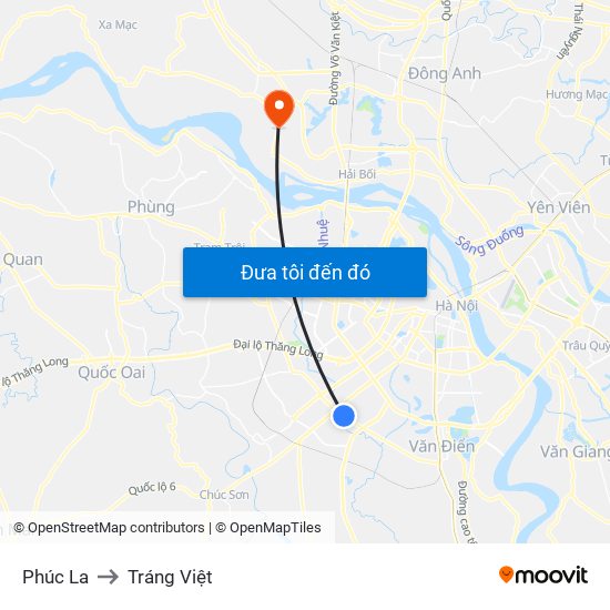 Phúc La to Tráng Việt map