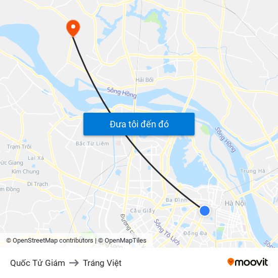 Quốc Tử Giám to Tráng Việt map