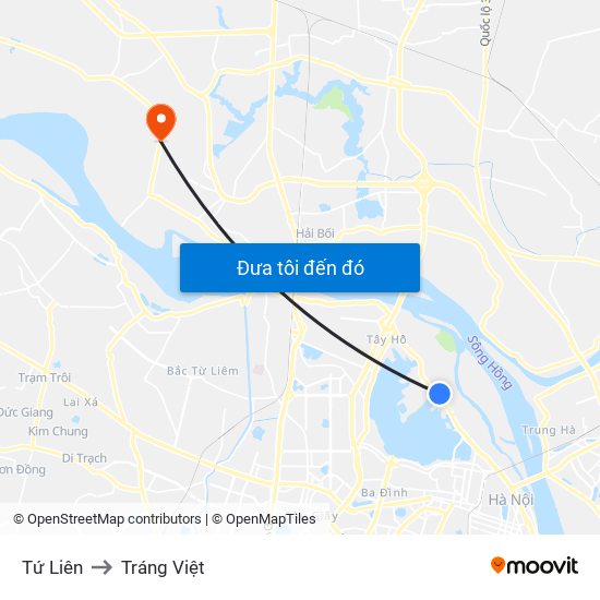 Tứ Liên to Tráng Việt map