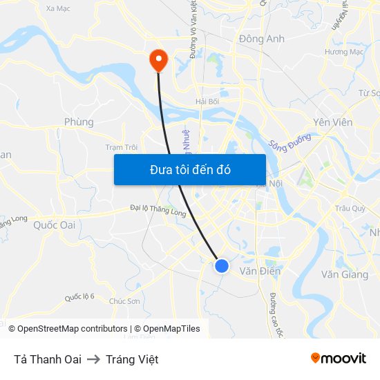 Tả Thanh Oai to Tráng Việt map