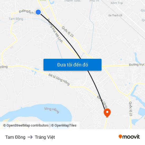 Tam Đồng to Tráng Việt map