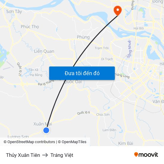 Thủy Xuân Tiên to Tráng Việt map
