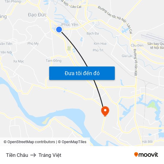Tiền Châu to Tráng Việt map