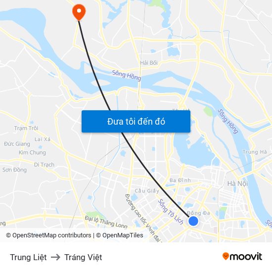 Trung Liệt to Tráng Việt map