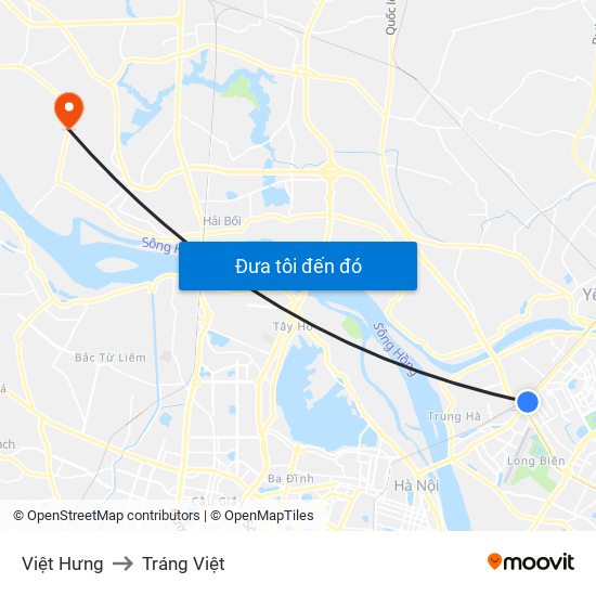 Việt Hưng to Tráng Việt map