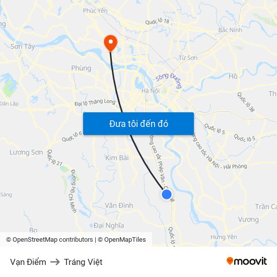 Vạn Điểm to Tráng Việt map
