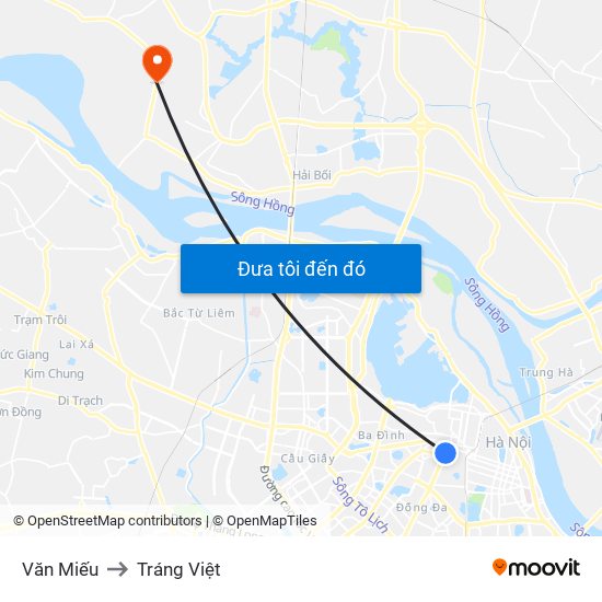 Văn Miếu to Tráng Việt map