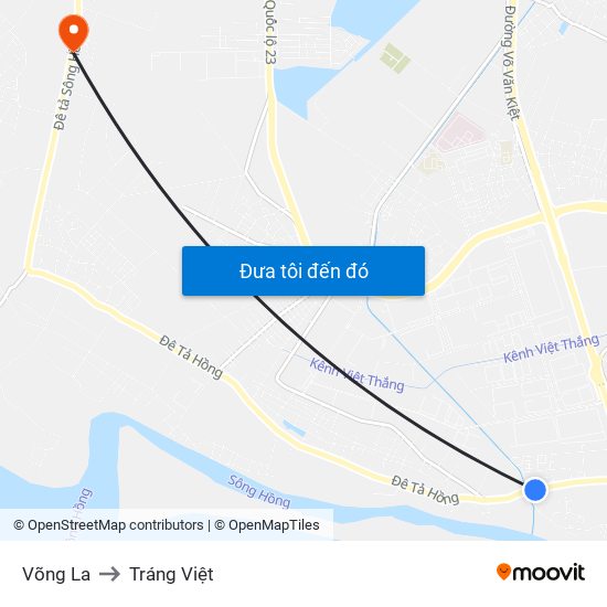 Võng La to Tráng Việt map