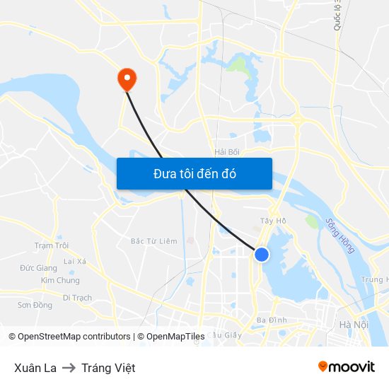 Xuân La to Tráng Việt map