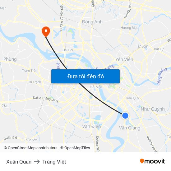 Xuân Quan to Tráng Việt map