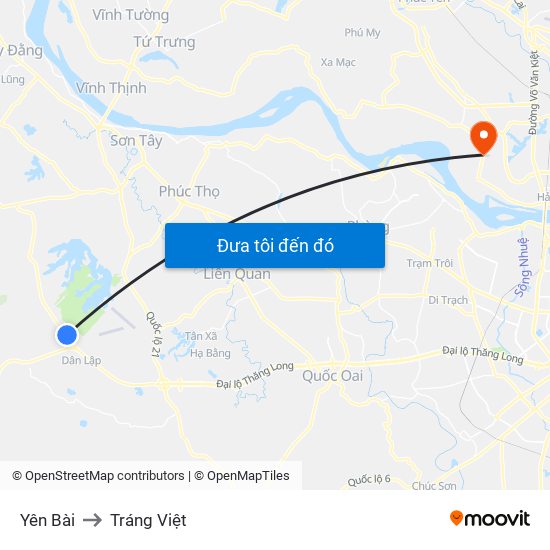 Yên Bài to Tráng Việt map