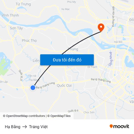 Hạ Bằng to Tráng Việt map