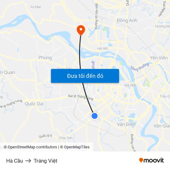 Hà Cầu to Tráng Việt map