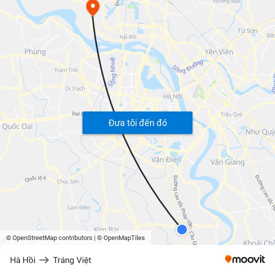 Hà Hồi to Tráng Việt map