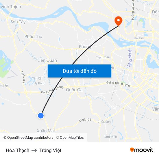 Hòa Thạch to Tráng Việt map