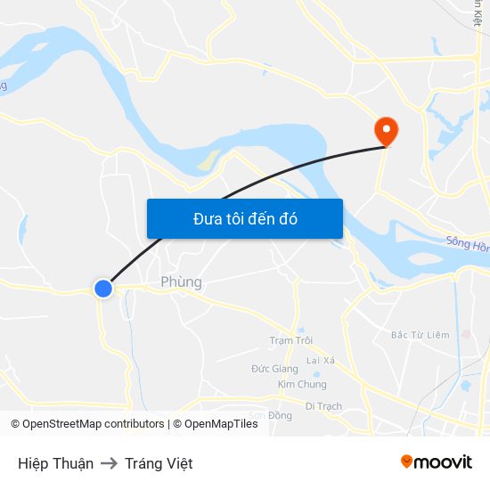 Hiệp Thuận to Tráng Việt map