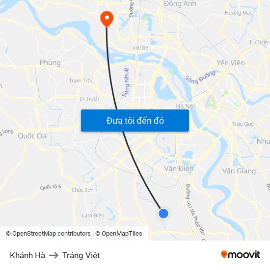 Khánh Hà to Tráng Việt map